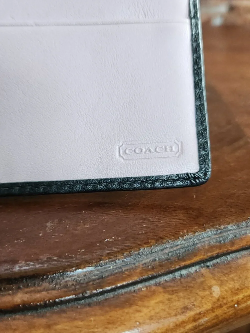 Coach Black Tri-Fold Wallet with Lavender Interior